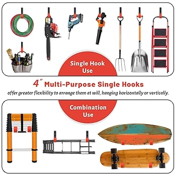 SunVFaFa 4 Inch Garage Hooks, 6 Pack Heavy Duty Wall Hooks